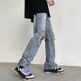 Load image into Gallery viewer, [FENGLIN series]★Denim pants★ 2color bottoms black blue slimming slimming fashion
