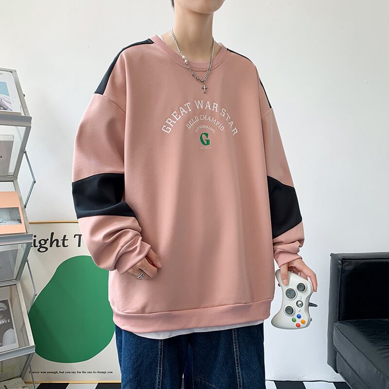 [DFBL Series] ★Tops★ 4color long sleeve tops unisex men's color scheme black gray beige pink