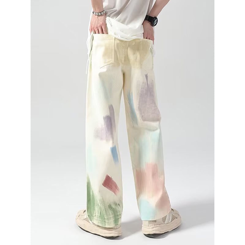 [CHAOMEICHEN Series]★Denim Pants★ 2color Graffiti Bottoms Pants Men's Large Size White Black