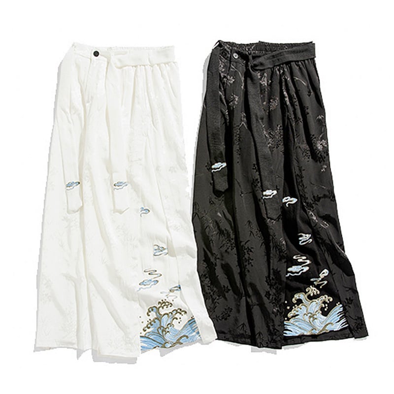 [JUNYI Series] ★Chinese-style pants★ 2 colors Gaucho pants, unisex, men's, black, white, large size