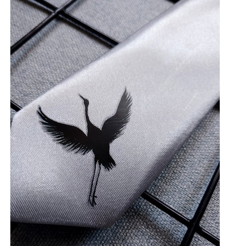 [Kuratakakoya Series] ★Tie★ 2color Black or Silver Crane Easy to match Accessories Casual