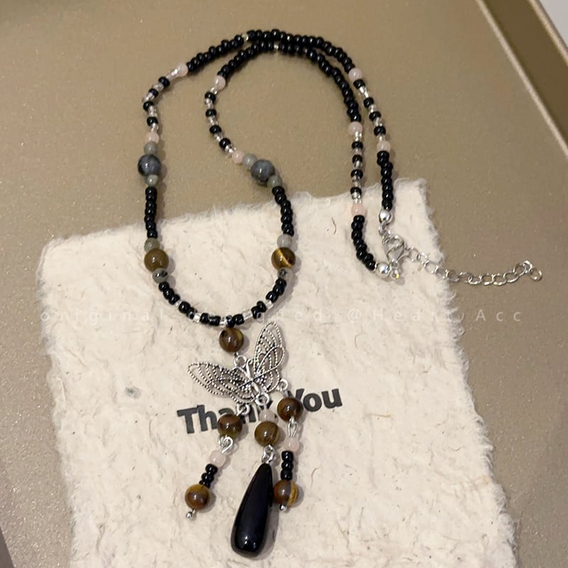 [Delightful Heart Series] ★Chinese style necklace★ Accessories Fringe Ethnic style Retro Hanfu Chinese clothing Butterfly