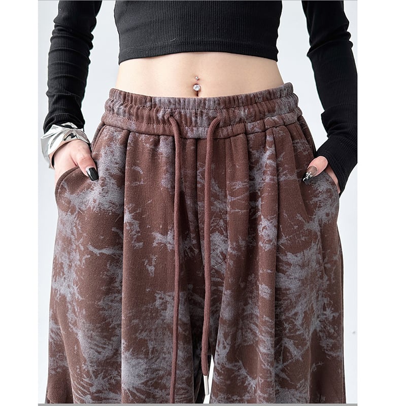 [Ki Shoko Series] ★Casual Pants★ 2color Floral Pattern Pants Bottoms Unisex Men's Black Coffee Color