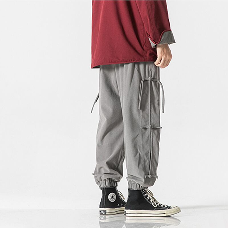 [Small Trouble Series]★China style pants★ 3color bottoms unisex men's large size gray black coffee color