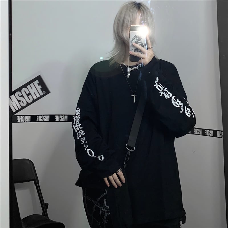 [Style Series]★T-shirt★ Tops 2color Alphabet Loose Black White Black White Unisex Couple Clothes Men's