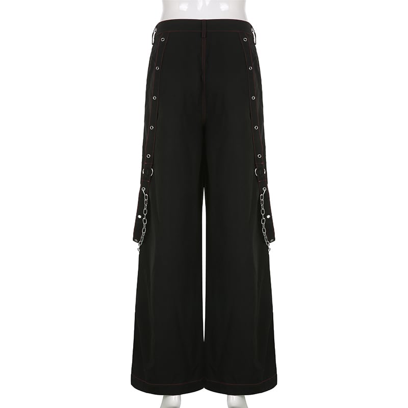 [HJIA Series] ★Casual Pants★ Bottoms Mine Style Steampunk Street Black Black High Waist