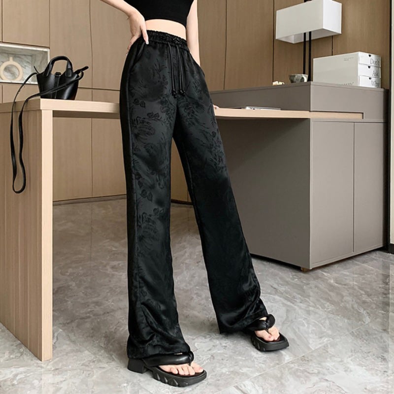 [Women's University 18 Series]★China style trousers★Bottoms, casual pants, black, slimming, easy to match