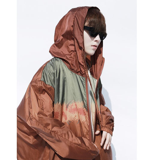 [SIN87 Series] ★UV protection★ UPF50+ Sun protection, cooling protection, thin outerwear, loose fitting, brown, unisex, men's