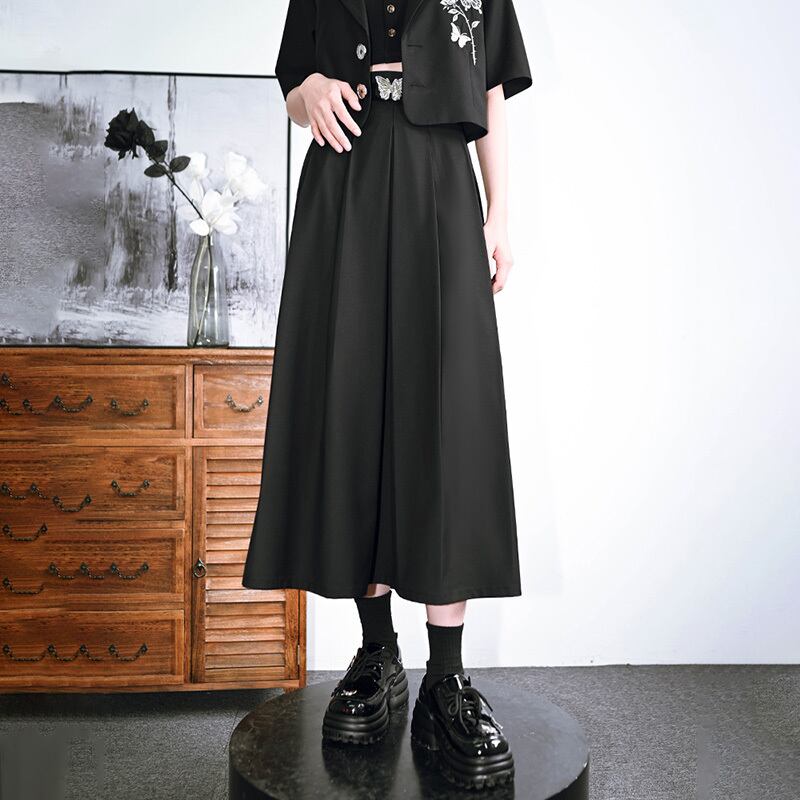 [Kokaisha---Kabunji series] ★China style skirt★ Bottoms Plain Easy to match Black Black S M L XL