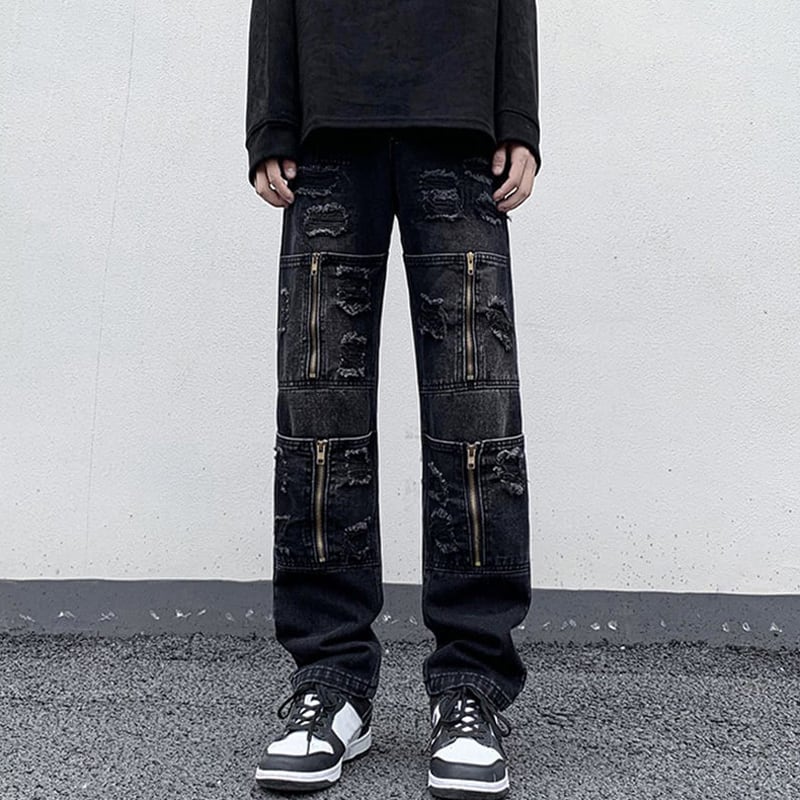 [DULAIEN Series] ★Denim Pants★ Casual Pants 2color Unisex Men's Large Size Unique