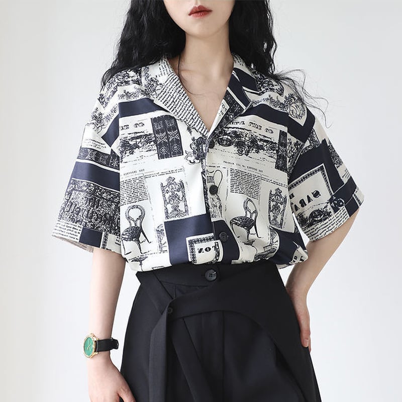 [YOUZI Series]★Floral Pattern Shirt★ Tops Print Short Sleeve Shirt Retro SML XL 2XL Summer Clothes Thin Retro