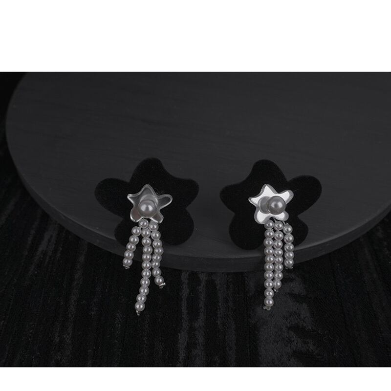 [Ko Qinglong Shu Series] ★China Style Earrings★ Pair Earrings Women's Accessories Flower Black Easy to Match