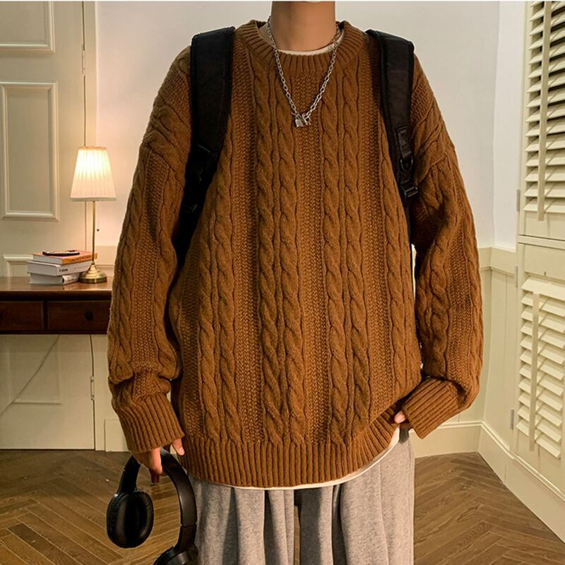 [Gyoshoen Series] ★Sweater★ 4color Knit Tops Unisex Men's Simple Casual Brown Black Gray White