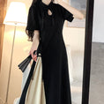 Load image into Gallery viewer, [DONGXIAOJIE series] ★China style dress★ Summer clothes, fake layered, large size, slimming, plain color, commuting
