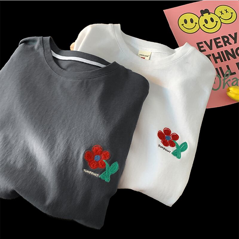 [SENSU Series] ★Short sleeve T-shirt★ 3color tops unisex men's T-shirt cotton simple flower