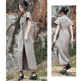 Load image into Gallery viewer, [Da Qinglong Shu Series] ★China style dress★ Improved cheongsam dress Color scheme Improves temperament Long length Silver gray
