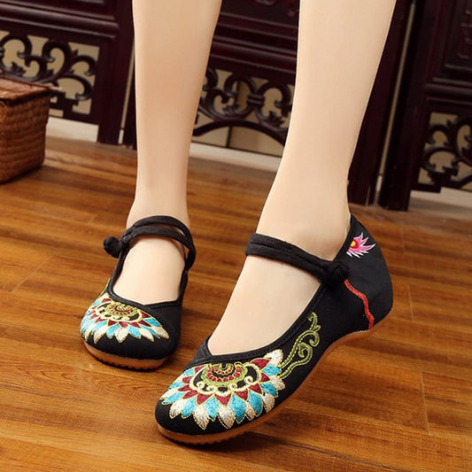 4colors Embroidery Shoes Handmade Shoes Chinese Shoes Chinese Style Shoes Chinese Style Buttons Tang Suit Hanfu Shoes Ethnic Style Retro Zook Rubber 34 35 36 37 38 39 40 41 Black Green