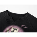 Load image into Gallery viewer, [LHSEN Series] ★ Tops ★ T-shirt, short length, design, slimming, cat, cat, cat, black, black
