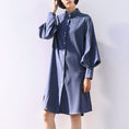 Load image into Gallery viewer, Shirt Dress Women's Fashion Simple Commuting OL Office Lantern Sleeve Large Size SML XL 2XL Thick
