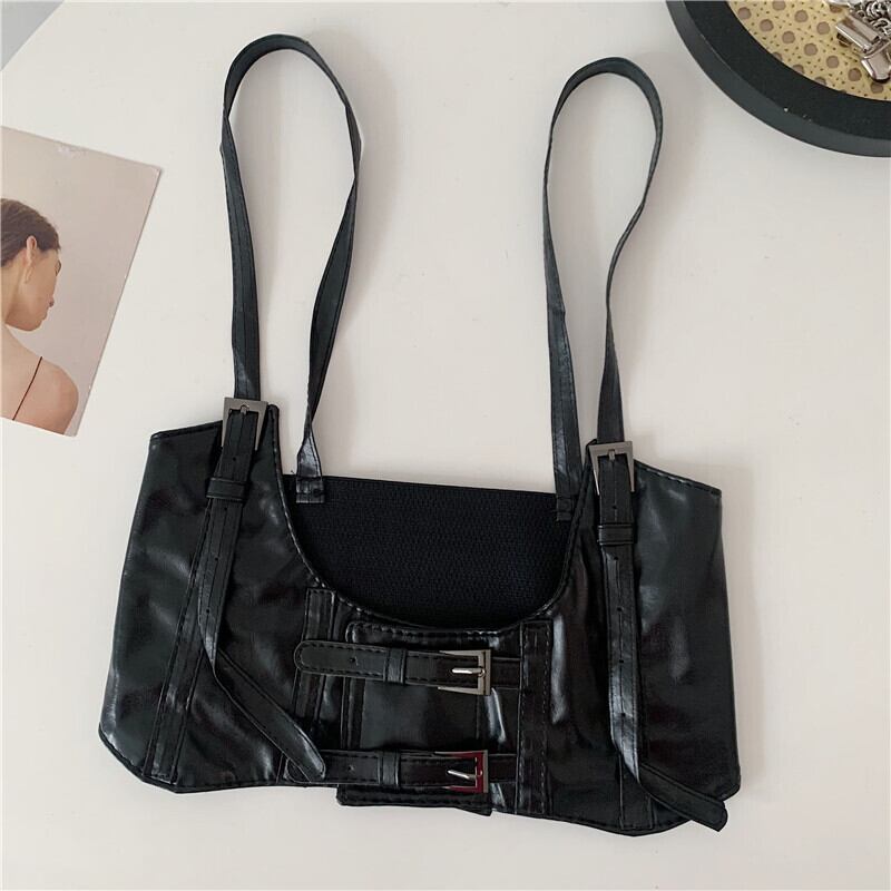 [Yuwei Series] ★Belt★ PU Accessories Small items Easy to match Retro Black Black Unique