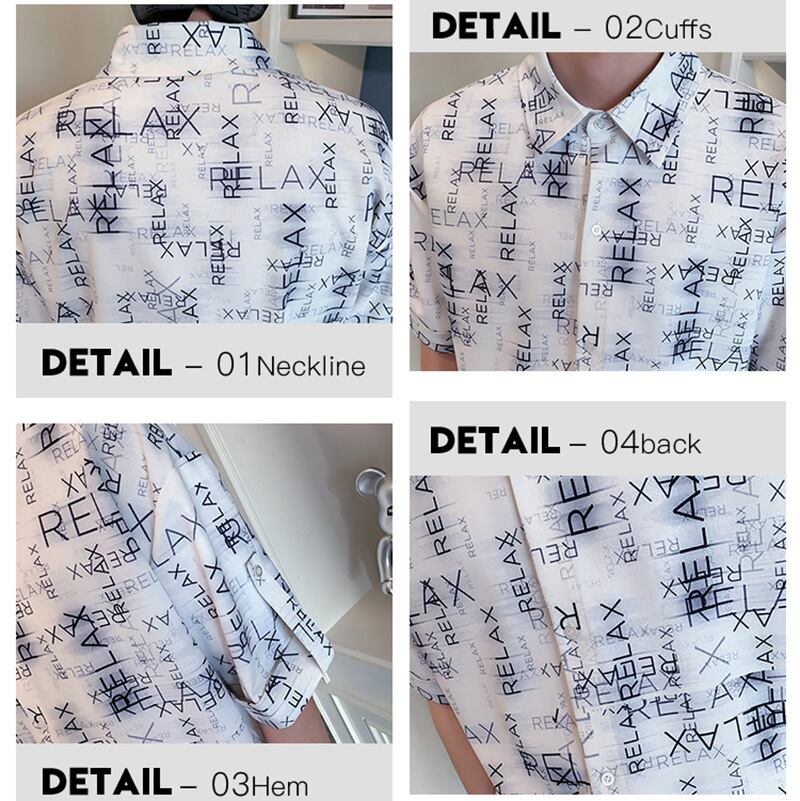 [OUMULONG Series]★Shirt★ Tops 2color Unisex Men's Short Sleeve Shirt Print Summer Clothes