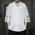 Load image into Gallery viewer, [JUNYI Series]★China style T-shirt★ Tops 3color Unisex Men's Large size Embroidery V neck
