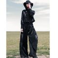 Load image into Gallery viewer, [Big Blue Dragon Series] ★China style gaucho pants★ Gaucho bottoms switching print slimming black black
