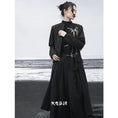 Load image into Gallery viewer, [Big Blue Dragon Series] ★China style outerwear★ Long length Kanji pattern embroidery irregular bamboo black black original
