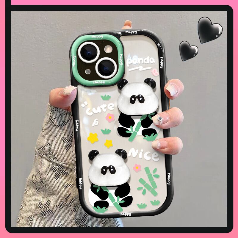 [DKF Series]★Mobile Case★ 2color Panda Bamboo iPhone iPhone14 iPhone13 iPhone12/11/7/8XS