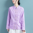 Load image into Gallery viewer, [Qing Series]★China style tops★ 3color embroidery long sleeve shirt simple easy to match Blue Yellow Purple
