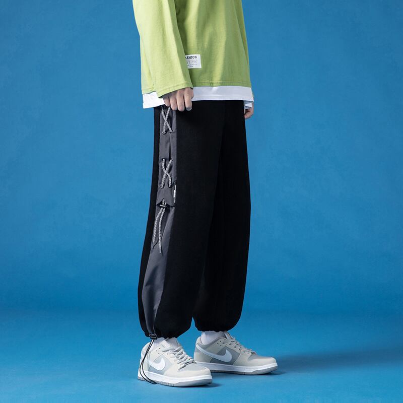 [BIGEMAN Series] ★Casual Pants★ 2color Quarter-length Bottoms Pants Unisex Men's Large Size Sports Style Black Gray