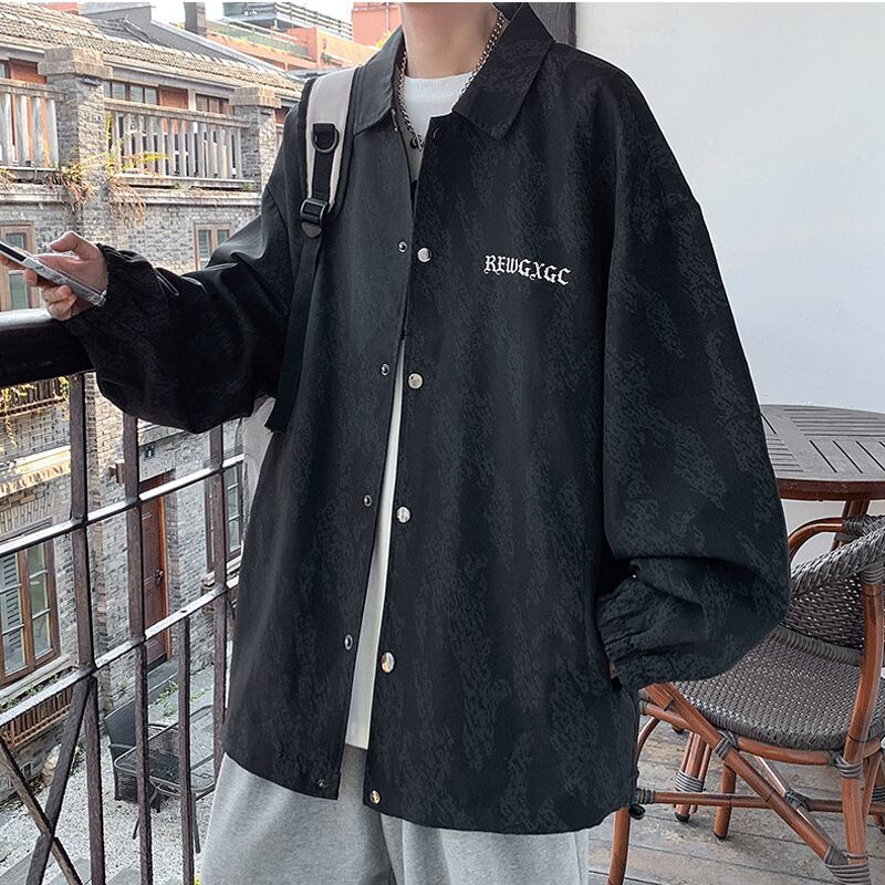 [Teijaku Series] ★Jacket★ 2color Outerwear Unisex Men's Print Beige Black ML XL 2XL