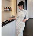 Load image into Gallery viewer, [Customize --- Kiyosagi Series] ★Cheongsam dress★ Chinese-style dress, improves temperament, Chinese clothes, crane pattern, crane, long length
