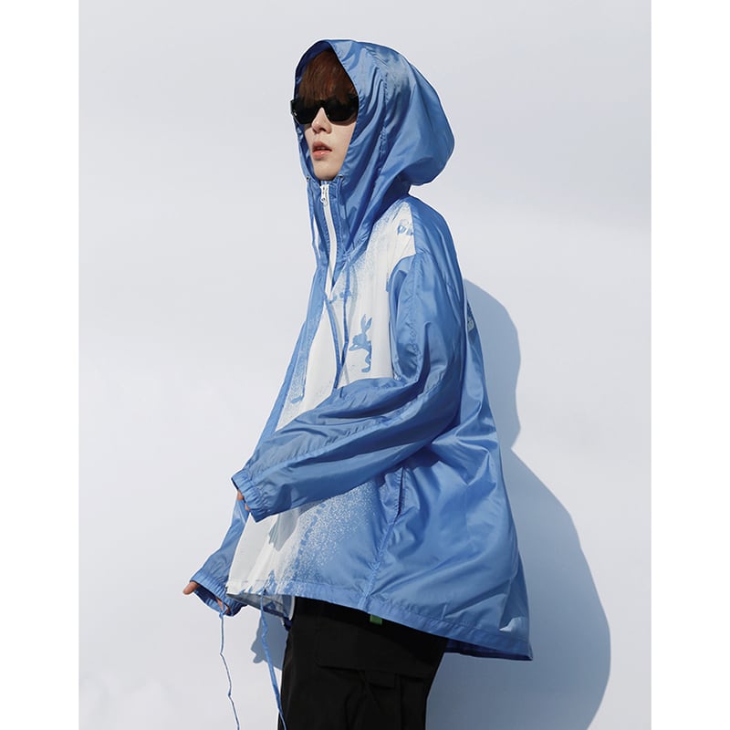 [SIN87 Series]★UV protection★ 2color UPF50+ Sun protection Cooling protection Thin outerwear Loose fit Unisex Men's Blue Black