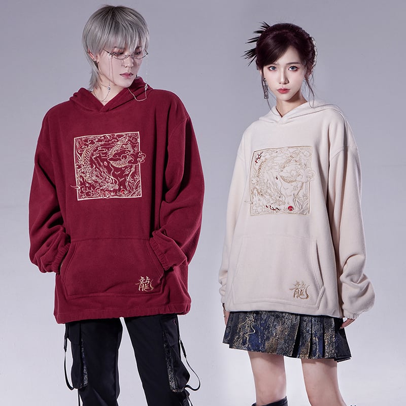 [Qingtang---Longteng Series] ★China style hoodie★ 2color embroidery Chinese clothing, thick, warm, unisex, men's, easy to match