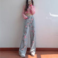 Load image into Gallery viewer, [REHUO Series]★Denim Pants★ Trousers Bottoms Rose Print Spring/Summer Light Blue Blue Stylish
