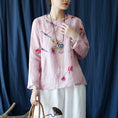 Load image into Gallery viewer, [Light ink series] ★China style tops★ Shirt Improved temperament Improved Tang suit Thin floral pattern Pink China button
