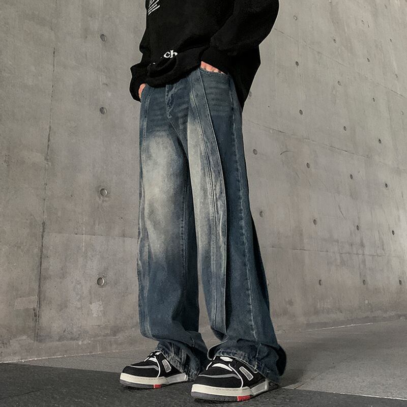 [NANSHI Series]★Denim pants★ 2color bottoms pants unisex men's simple easy to match black blue