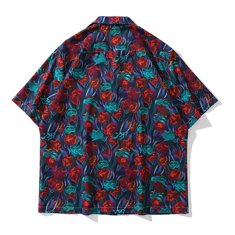 [TRAVEL ISSUANCE Series]★Oil painting style shirt★ Tops Short sleeve shirt Spring/summer ML XL 2XL Unisex Men's V-neck Floral pattern