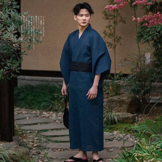 [TEKU Series]★Setup★ Yukata + Obi Unisex Men's Fireworks Festival Festival Men's Set Yukata Blue