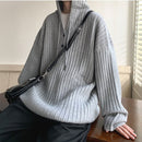 [Emeisa Series] ★Sweater★ 3color Knit Tops Unisex Men's Hooded Vertical Striped Casual