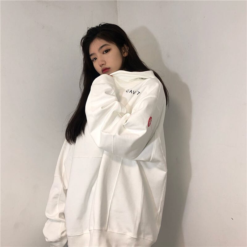 [Gan Corporal Series] ★Parker★ Tops Unisex Fleece lining or normal type Casual White White