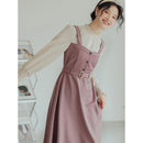 [RUOMUXI Series] ★One Piece★ 3color Fake Layered Cute Date Retro Green Brown Purple