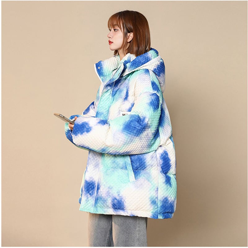 [Morimoto Series] ★Winter Coat★ 3color Cotton Coat Unisex Men's Print Gray Blue Green