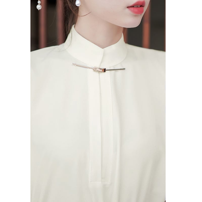 [BRMFUGU series] ★Chinese style shirt★ Tops to improve your temperament, Chinese clothes, white, white, retro, simple