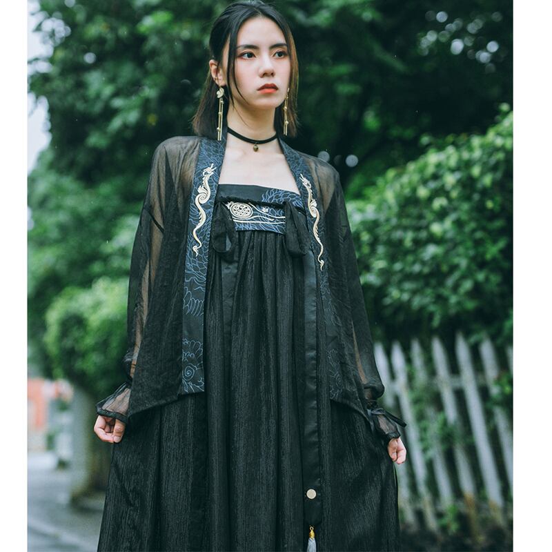 [Ancient monster house---Oryu series] ★China style skirt★ Hanfu dress Black Black ML Cute Original