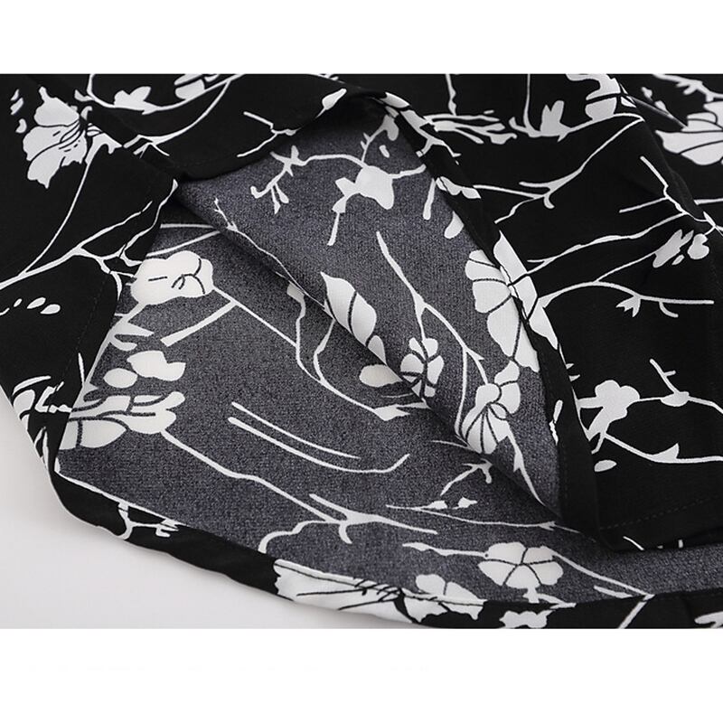 [BEAT BOY Series] ★Shirt with tie★ Ink pattern floral pattern tops short sleeve shirt unisex men's print black black