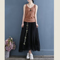 Load image into Gallery viewer, [Qing series]★China style skirt★ 3color bottoms cotton linen embroidery A-line black blue white
