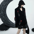 Load image into Gallery viewer, [chicsky---Kurono Series]★Blazer★ Outer PU Black Black Chain Rose SML Original
