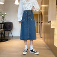 Load image into Gallery viewer, [SANMUZI series]★Denim skirt★Bottoms Embroidery Spring clothes Blue Blue Cute Slimming Ladies
